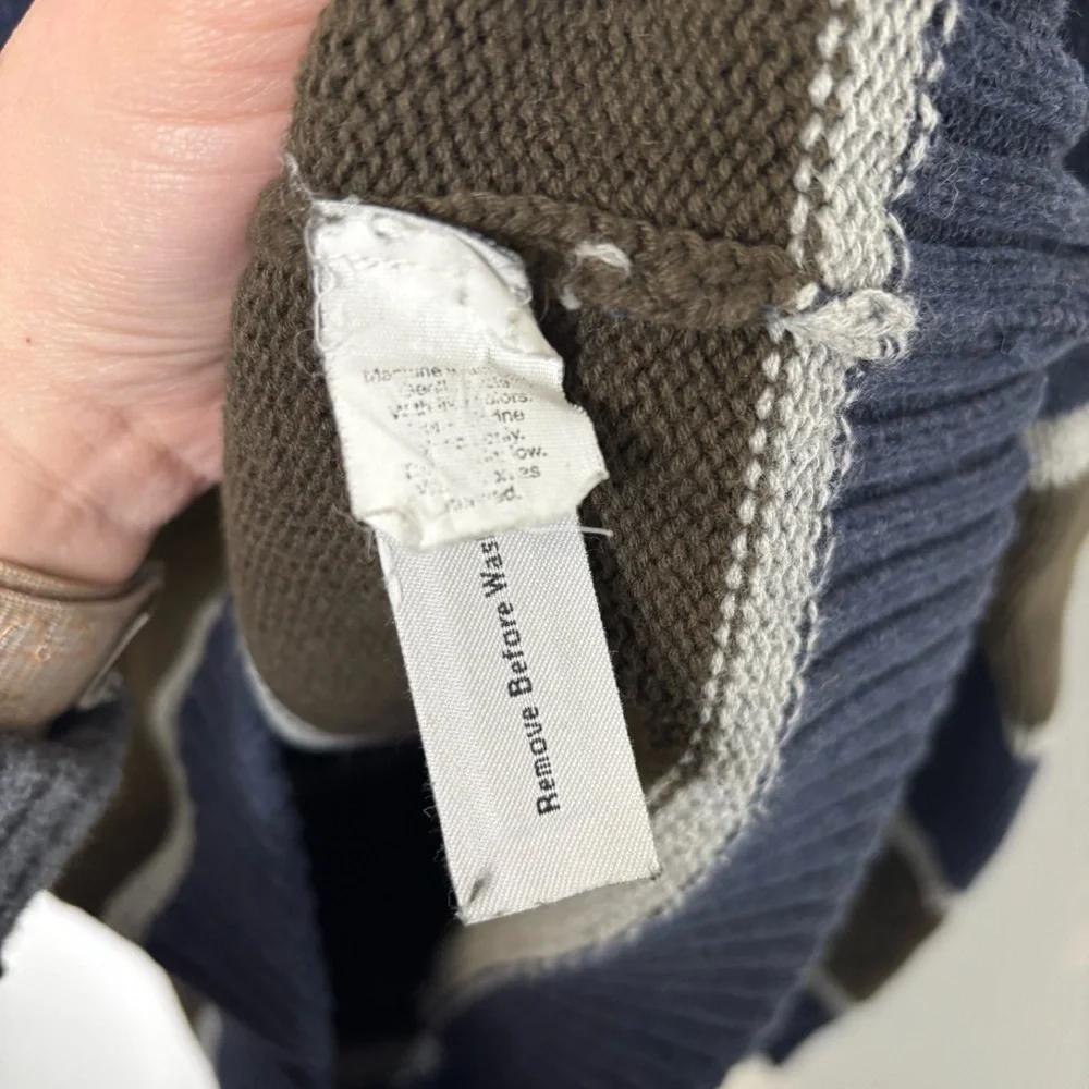 J.Crew Striped Cotton Knit Sweater Blue Green Gray Small